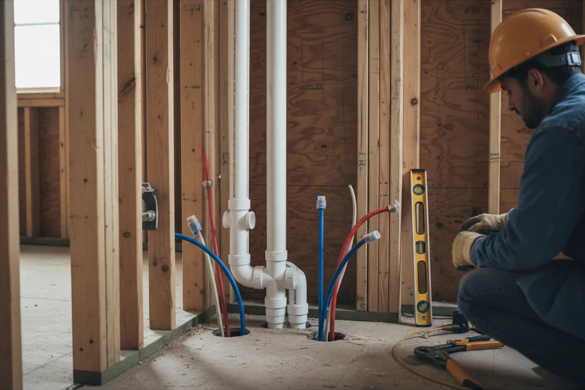 Drain and supply rough-in during Leak Detection in Bergholz